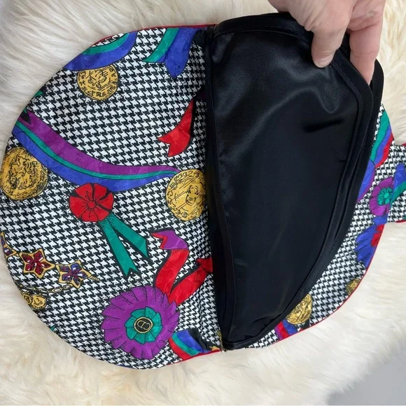 Christian Dior Vintage Lingerie /Hosiery Bag Rare!Houndstooth Ribbon Logo Print